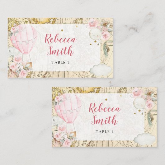 ピンクの気球は彼女は優れた誕生日ではない プレイスカード (正面/裏面)