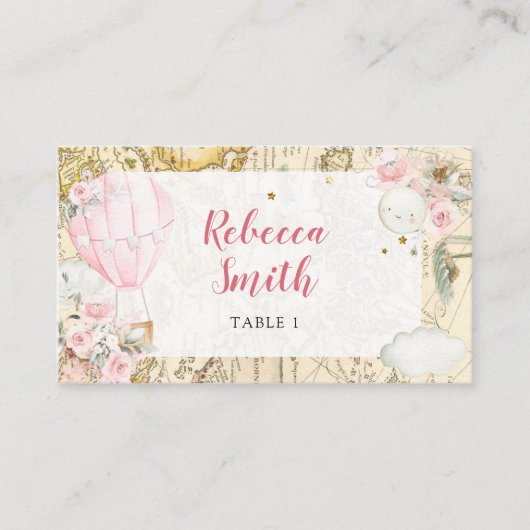 ピンクの気球は彼女は優れた誕生日ではない プレイスカード (正面)