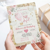 ピンクの気球は彼女は優れた誕生日ではない 招待状