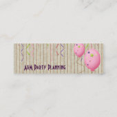 ピンクの気球は縞で飾り、 スキニー名刺 (裏面)