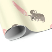 ピンクの気球を持つリス ラッピングペーパー (ロールコーナー)