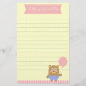 ピンクの気球を握っているかわいいのヒグマ 便箋 (正面)