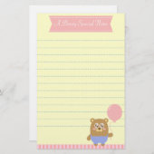 ピンクの気球を握っているかわいいのヒグマ 便箋 (正面/裏面)