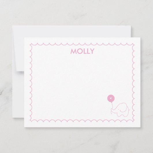 ピンクの気球|の平らなノート ノートカード (正面)