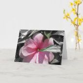 ピンクの気短か カード (黄色い花)