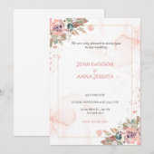 ピンクの水しぶき花スクリーンウェディング 招待状 (正面/裏面)