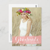 ピンクの水のカラスプラッシュフォト卒業 ポストカード (正面/裏面)