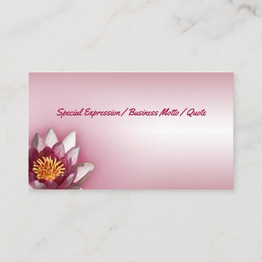 ピンクの水のリリーのクローズアップ写真 名刺 (裏面)