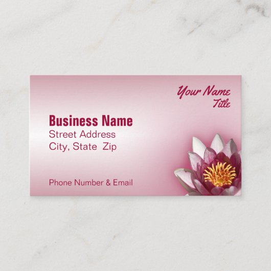 ピンクの水のリリーのクローズアップ写真 名刺 (正面)