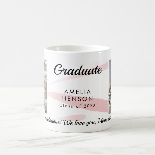 ピンクの水の色おめでとうございます卒業生2写真 コーヒーマグカップ (中央)