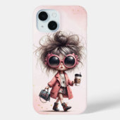 ピンクの水の色お洒落女の予測できな子コーヒ走ー Case-Mate iPhoneケース (裏面)