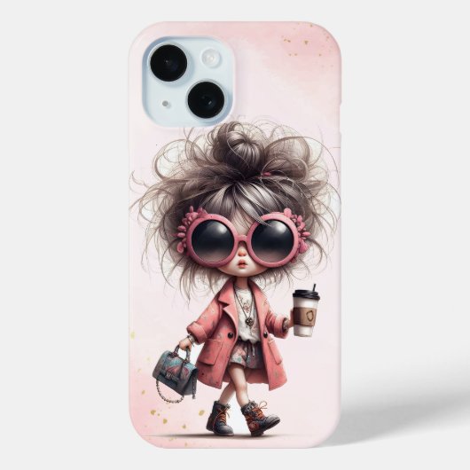 ピンクの水の色お洒落女の予測できな子コーヒ走ー Case-Mate iPhoneケース (裏面)