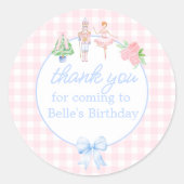 ピンクの水の色くるみ割りクリスマスクリスマスサンキュー ラウンドシール (正面)