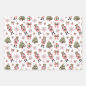 ピンクの水の色くるみ割りクリスマス ラッピングペーパーシート (正面)