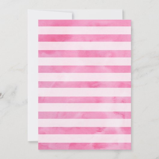 ピンクの水の色でフラミングル1歳の誕生日 招待状 (裏面)