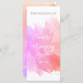 ピンクの水の色とスケルトンの葉ウェディングプログラム プログラム (正面/裏面)