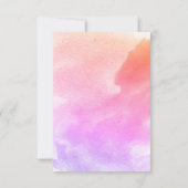 ピンクの水の色とスケルトン葉の結婚式RSVP 出欠カード (裏面)