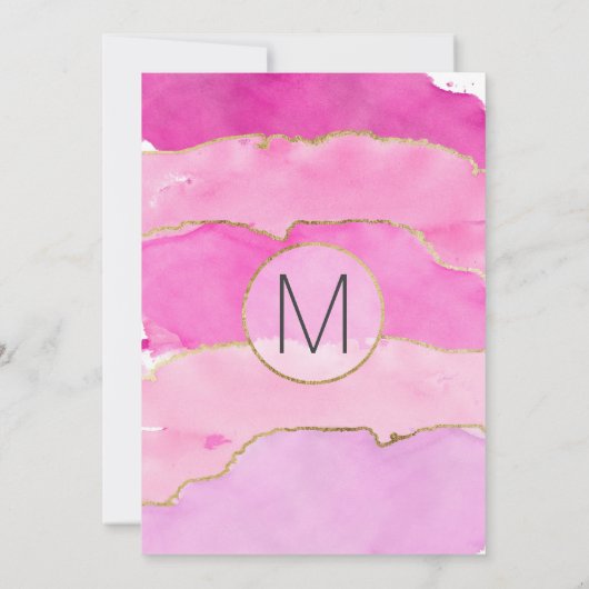 ピンクの水の色と金ゴールド結婚式招待状 招待状 (裏面)