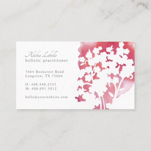 ピンクの水の色のウォッシュ&かわいらしさくらんぼブロッサムツリー 名刺 (裏面)