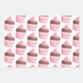 ピンクの水の色のカップケーキクリスマスクラップ紙 ラッピングペーパーシート (正面)