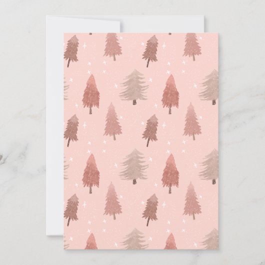 ピンクの水の色のクリスマスツリーイラストレーション シーズンカード (正面)