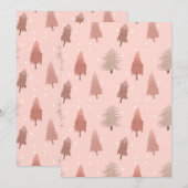 ピンクの水の色のクリスマスツリーイラストレーション シーズンカード (正面/裏面)