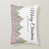 ピンクの水の色のクリスマスツリー芸術的 アクセントクッション (正面(垂直))