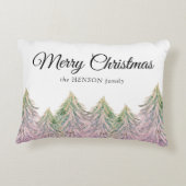 ピンクの水の色のクリスマスツリー芸術的 アクセントクッション (裏面)