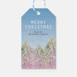 ピンクの水の色のクリスマスツリー芸術的 ギフトタグ