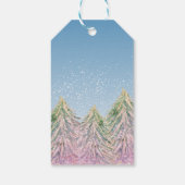 ピンクの水の色のクリスマスツリー芸術的 ギフトタグ (裏面)