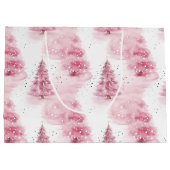 ピンクの水の色のクリスマスツリー ラージペーパーバッグ (裏面)