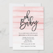 ピンクの水の色のグラデーションOhベビーシャワー招待状 招待状 (正面)