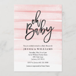 ピンクの水の色のグラデーションOhベビーシャワー招待状 招待状