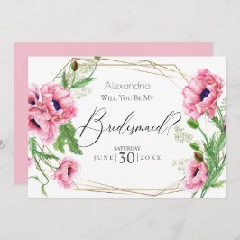 ピンクの水の色のケシは私の花嫁になる 招待状