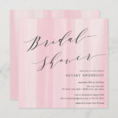 ピンクの水の色のストライプ花嫁シャワーの招待 招待状 (正面/裏面)