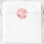 ピンクの水の色のスノーフレーク ラウンドシール (バッグ)