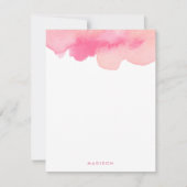 ピンクの水の色のスプラッシュありがとうご注意 招待状 (正面)