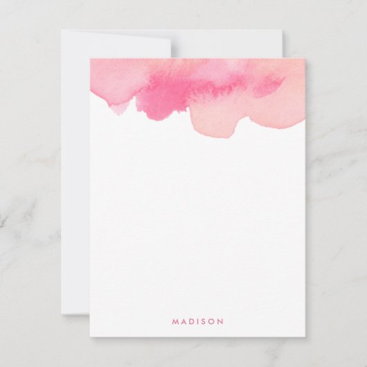 ピンクの水の色のスプラッシュありがとうご注意 招待状 (正面)