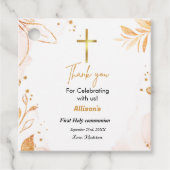 ピンクの水の色のスプラッシュ最初のコミュニッ感謝していション フェイバータグ (正面)