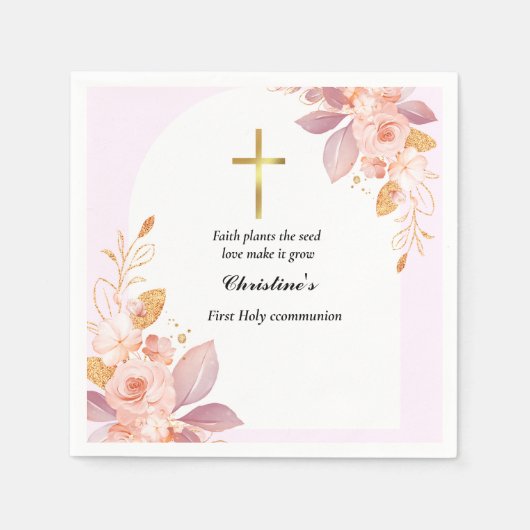 ピンクの水の色のスプラッシュ最初のコミュニティ スタンダードカクテルナプキン (正面)