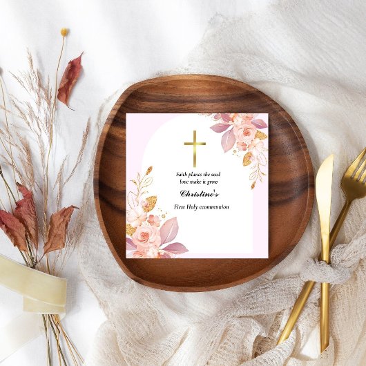 ピンクの水の色のスプラッシュ最初のコミュニティ スタンダードカクテルナプキン