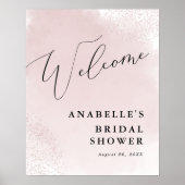 ピンクの水の色のスプラッシュ、ミニマリストのシャワーへようこそ ポスター (正面)