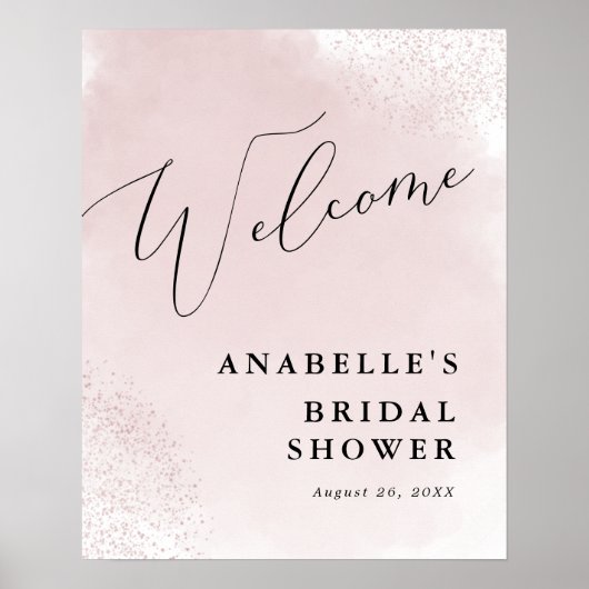 ピンクの水の色のスプラッシュ、ミニマリストのシャワーへようこそ ポスター (正面)