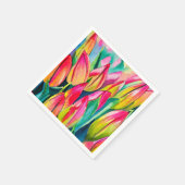 ピンクの水の色のチューリップアート スタンダードカクテルナプキン (角)