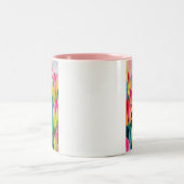 ピンクの水の色のチューリップアート ツートーンマグカップ (中央)