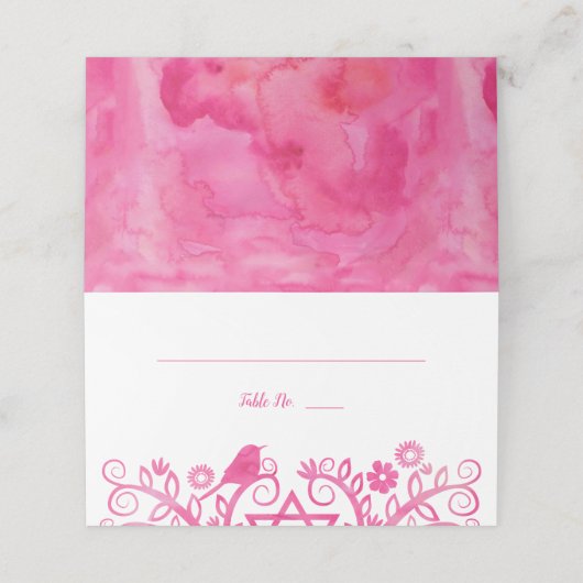 ピンクの水の色のツリーを折り畳んだ人生 プレイスカード (外部開封)