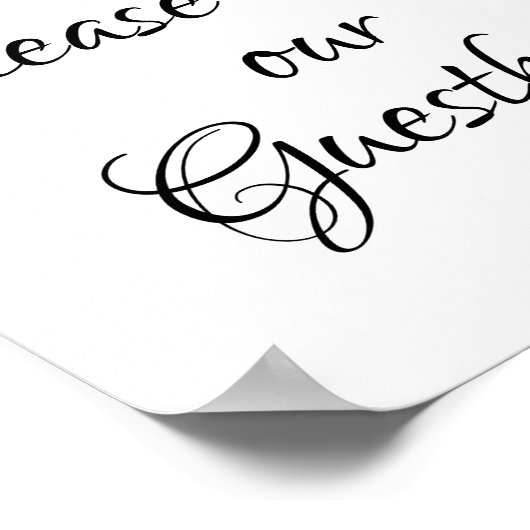 ピンクの水の色のバラが私たちのゲストブックに署名 ポスター (角)