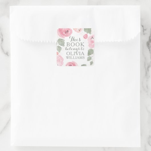 ピンクの水の色のバラこの本はシール属 スクエアシール (バッグ)