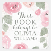 ピンクの水の色のバラこの本はシール属 スクエアシール (正面)