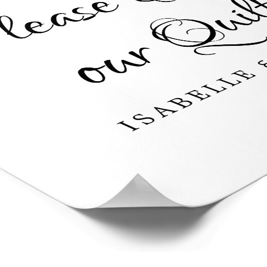 ピンクの水の色のバラは私たちのキルトに署名 ポスター (角)